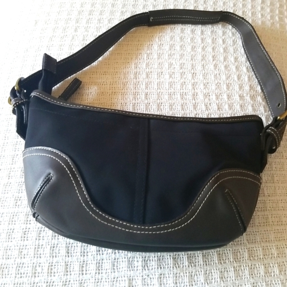 Frankie and Johnnie- Small Mini Bag Purse Black with Dark Brown Accents